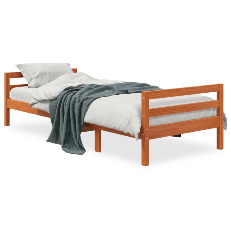 vidaXL Estructura de cama madera maciza de pino marrón cera 90x200 cm vidaXL Estructura de cama madera maciza de pino marrón cera 90x200 cm