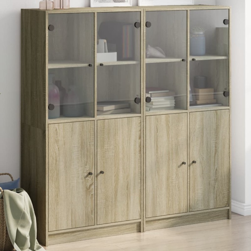 vidaXL Estantería con puertas madera roble Sonoma 136x37x142 cm vidaXL Estantería con puertas madera roble Sonoma 136x37x142 cm