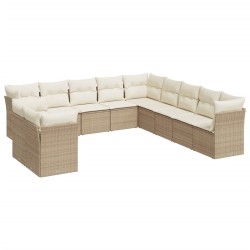 vidaXL Set de sofás de jardín 11pzas con cojines ratán sintético beige