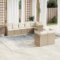 vidaXL Juego de sofás de jardín con cojines beige 8 pzas ratán PE