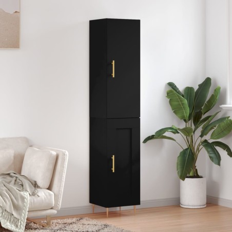 vidaXL Aparador de madera contrachapada negro 34,5x34x180 cm
