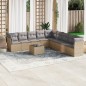 vidaXL Juego de sofás jardín con cojines beige 10 pzas ratán sintético