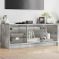 vidaXL Mueble de TV con puertas de vidrio gris hormigón 102x37x42 cm vidaXL Mueble de TV con puertas de vidrio gris hormigón 102x37x42 cm