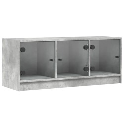 vidaXL Mueble de TV con puertas de vidrio gris hormigón 102x37x42 cm