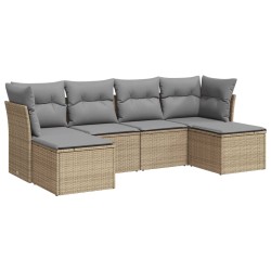 vidaXL Juego de sofás jardín con cojines 6 pzas ratán sintético beige