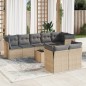 vidaXL Set de sofás de jardín 9 pzas con cojines ratán sintético beige vidaXL Set de sofás de jardín 9 pzas con cojines ratán sintético beige