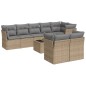 vidaXL Set de sofás de jardín 9 pzas con cojines ratán sintético beige vidaXL Set de sofás de jardín 9 pzas con cojines ratán sintético beige
