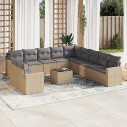 vidaXL Set de sofás de jardín 12 pzas y cojines ratán sintético marrón