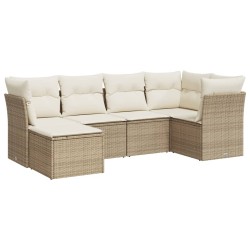 vidaXL Juego de sofás jardín con cojines 6 pzas ratán sintético beige