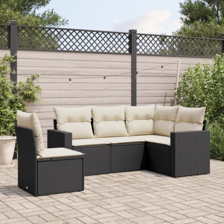 vidaXL Set de muebles de jardín 5 pzas y cojines ratán sintético negro