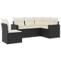 vidaXL Set de muebles de jardín 5 pzas y cojines ratán sintético negro vidaXL Set de muebles de jardín 5 pzas y cojines ratán sintético negro