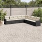vidaXL Set de sofás de jardín 8 piezas y cojines ratán sintético negro vidaXL Set de sofás de jardín 8 piezas y cojines ratán sintético negro