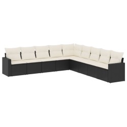 vidaXL Set de sofás de jardín 8 piezas y cojines ratán sintético negro