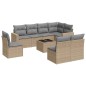 vidaXL Set de sofás de jardín 9 pzas con cojines ratán sintético beige