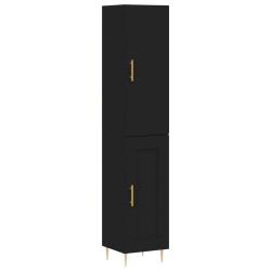 vidaXL Aparador de madera contrachapada negro 34,5x34x180 cm