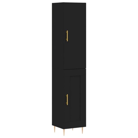 vidaXL Aparador de madera contrachapada negro 34,5x34x180 cm