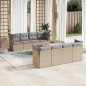 vidaXL Set de sofás de jardín 9 pzas con cojines ratán sintético beige vidaXL Set de sofás de jardín 9 pzas con cojines ratán sintético beige