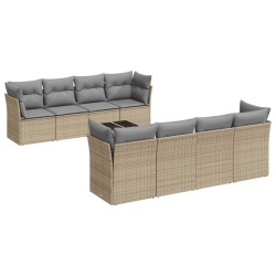 vidaXL Set de sofás de jardín 9 pzas con cojines ratán sintético beige