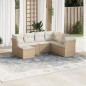 vidaXL Set sofás de jardín 7 piezas y cojines ratán sintético beige vidaXL Set sofás de jardín 7 piezas y cojines ratán sintético beige