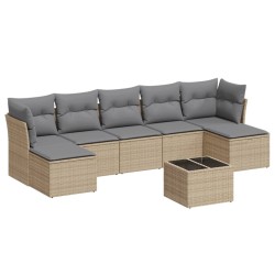 vidaXL Juego de sofás de jardín con cojines beige 8 pzas ratán PE