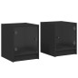 vidaXL Mesitas de noche con puertas de vidrio 2 uds negro 35x37x42 cm vidaXL Mesitas de noche con puertas de vidrio 2 uds negro 35x37x42 cm
