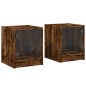 vidaXL Mesitas noche puertas de vidrio 2 uds roble ahumado 35x37x42 cm vidaXL Mesitas noche puertas de vidrio 2 uds roble ahumado 35x37x42 cm