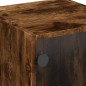 vidaXL Mesitas noche puertas de vidrio 2 uds roble ahumado 35x37x42 cm vidaXL Mesitas noche puertas de vidrio 2 uds roble ahumado 35x37x42 cm
