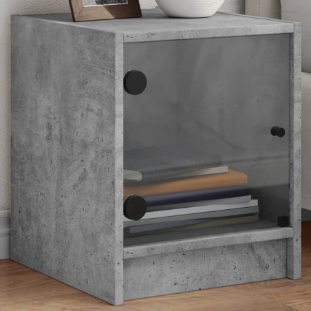 vidaXL Mesitas noche puertas de vidrio 2 uds gris hormigón 35x37x42 cm
