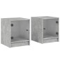 vidaXL Mesitas noche puertas de vidrio 2 uds gris hormigón 35x37x42 cm vidaXL Mesitas noche puertas de vidrio 2 uds gris hormigón 35x37x42 cm