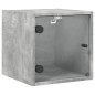 vidaXL Mesita de noche con puerta de vidrio gris hormigón 35x37x35 cm vidaXL Mesita de noche con puerta de vidrio gris hormigón 35x37x35 cm