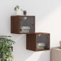 vidaXL Mesitas noche con puertas vidrio 2 uds roble marrón 35x37x35 cm