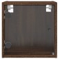 vidaXL Mesitas noche con puertas vidrio 2 uds roble marrón 35x37x35 cm