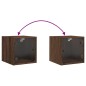 vidaXL Mesitas noche con puertas vidrio 2 uds roble marrón 35x37x35 cm