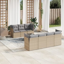 vidaXL Juego de sofás de jardín con cojines beige 8 pzas ratán PE