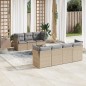 vidaXL Juego de sofás de jardín con cojines beige 8 pzas ratán PE vidaXL Juego de sofás de jardín con cojines beige 8 pzas ratán PE