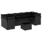 vidaXL Set de sofás de jardín 8 piezas y cojines ratán sintético negro vidaXL Set de sofás de jardín 8 piezas y cojines ratán sintético negro