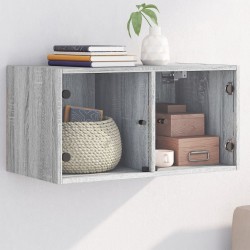 vidaXL Mueble de pared puertas de vidrio gris Sonoma 68,5x37x35 cm