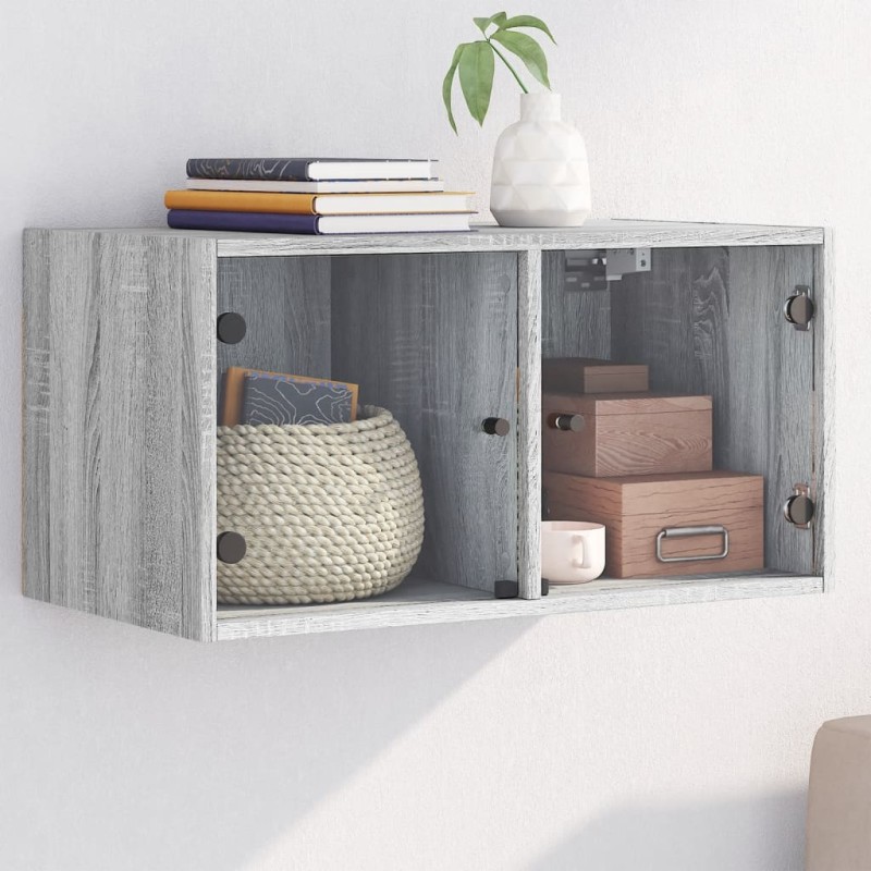 vidaXL Mueble de pared puertas de vidrio gris Sonoma 68,5x37x35 cm vidaXL Mueble de pared puertas de vidrio gris Sonoma 68,5x37x35 cm