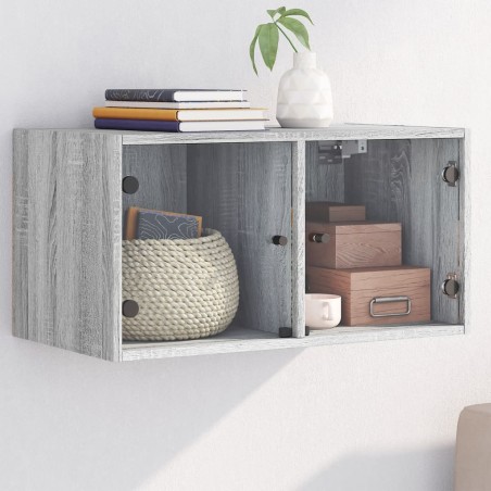 vidaXL Mueble de pared puertas de vidrio gris Sonoma 68,5x37x35 cm