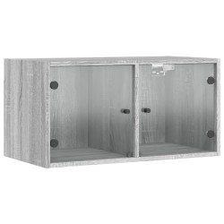 vidaXL Mueble de pared puertas de vidrio gris Sonoma 68,5x37x35 cm