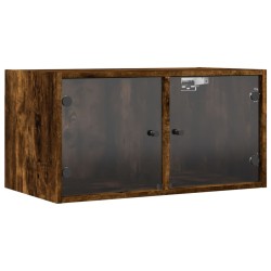 vidaXL Mueble de pared puertas de vidrio roble ahumado 68,5x37x35 cm