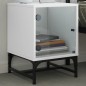vidaXL Mesita de noche con puerta de vidrio blanco 35x37x50 cm vidaXL Mesita de noche con puerta de vidrio blanco 35x37x50 cm