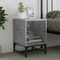 vidaXL Mesita de noche con puerta de vidrio gris hormigón 35x37x50 cm