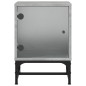 vidaXL Mesita de noche con puerta de vidrio gris hormigón 35x37x50 cm