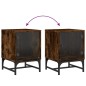 vidaXL Mesita de noche con puerta de vidrio roble ahumado 35x37x50 cm vidaXL Mesita de noche con puerta de vidrio roble ahumado 35x37x50 cm