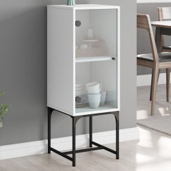 vidaXL Armario auxiliar con puerta de vidrio blanco 35x37x100 cm