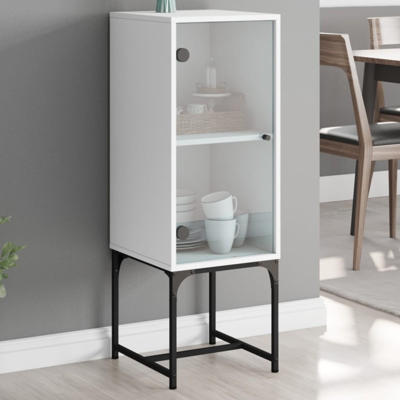 vidaXL Armario auxiliar con puerta de vidrio blanco 35x37x100 cm vidaXL Armario auxiliar con puerta de vidrio blanco 35x37x100 cm