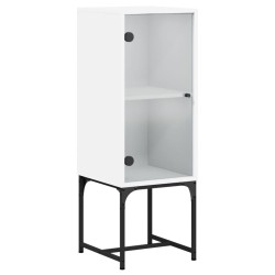 vidaXL Armario auxiliar con puerta de vidrio blanco 35x37x100 cm