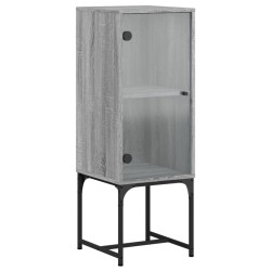 vidaXL Armario auxiliar con puerta de vidrio gris Sonoma 35x37x100 cm