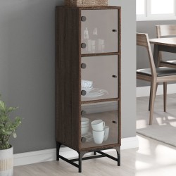 vidaXL Aparador con puertas de vidrio marrón roble 35x37x120 cm